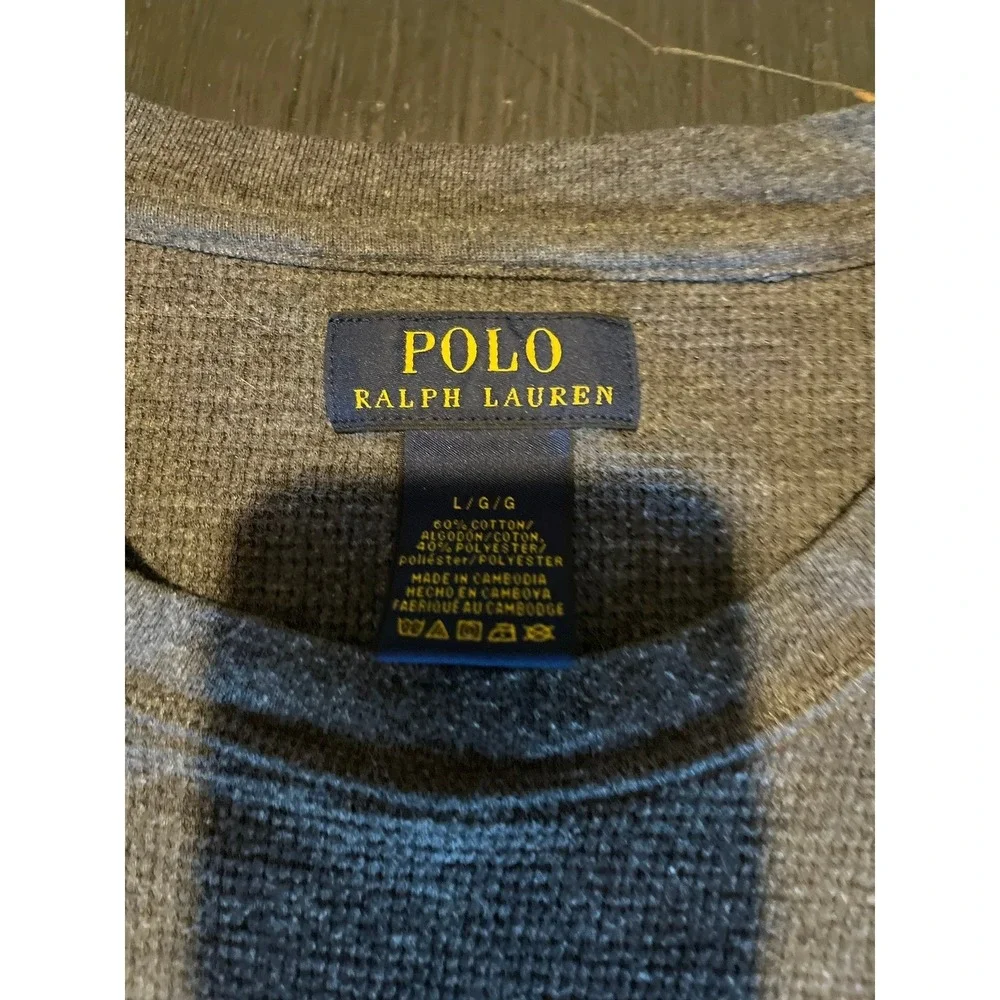 Polo Ralph Lauren Gray Long‎ Sleeve Cotton Blend Crew Neck T-Shirt